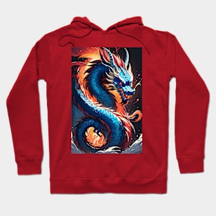 Red and blue Chinese dragon Hoodie